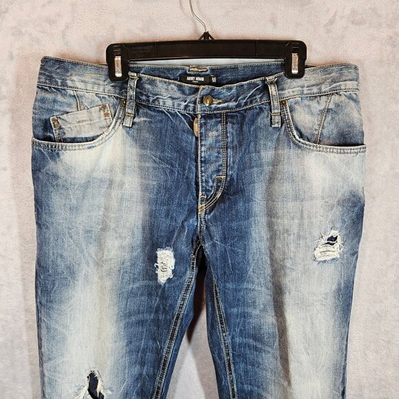 Antony Morato Mens 38x34 Distressed Slim Fit Jeans Italian Blue Denim Casual - Picture 9 of 16